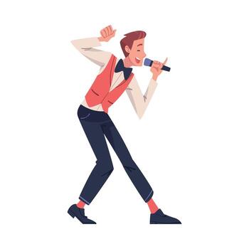 Lottery with Smiling Man Presenter with Microphone Announcing Winner Illustration vector