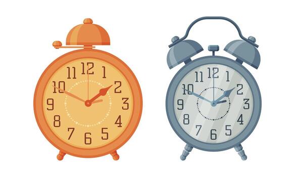 Clock with Clock Face and Clockwork Mechanism Displaying Time Set vector