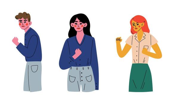 masculino y hembra con apretado puños como mano gesto expresando saludo y unidad conjunto vector