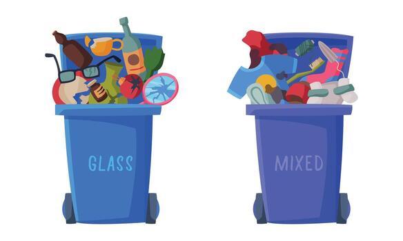 clasificación basura con basura lleno de reciclar basura conjunto vector