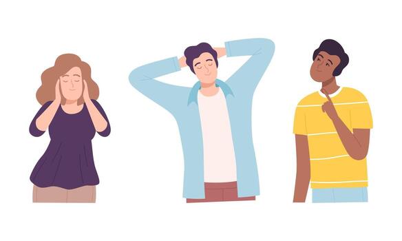 Positive Man and Woman Character with Smiling Face Feeling Euphoric and in High Spirits Set vector