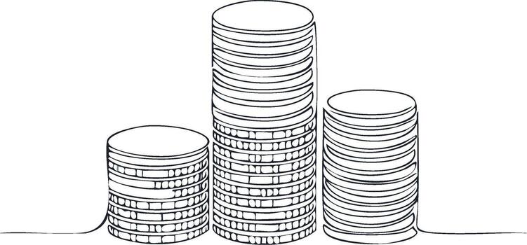 Stacks of Coins in Ascending Order Representing Growth or Financial Increase in a Minimalist Style vector