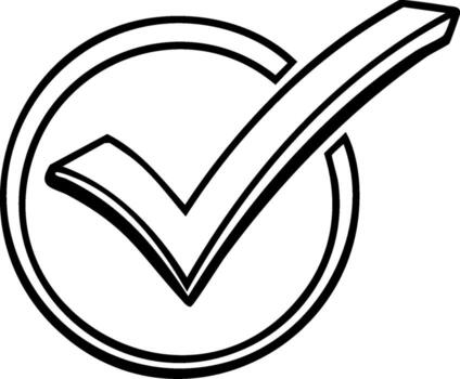 Hand Drawn Check Mark Symbol in Circle Outline Simple Graphic Icon vector