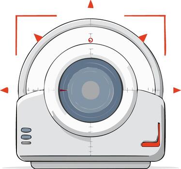 Camera viewfinder aiming with targeting reticle and abstract visual vector