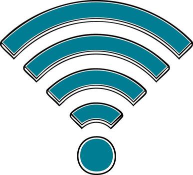 Teal Blue Wi-Fi Signal Icon With Circle and Arcs in Isometric View vector