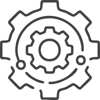 engranajes y tecnología contorno símbolo de conexión o producción proceso vector