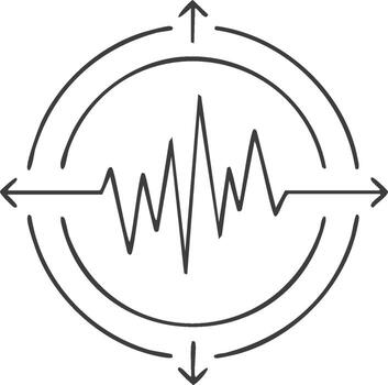 Abstract Seismic Waveform and Directional Arrows Icon Symbolizing Earthquake vector