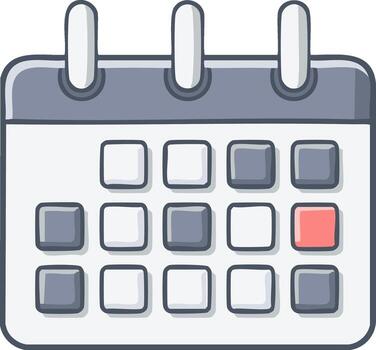 Cartoon Calendar Icon with Marked Date Scheduling, Appointments, and Important Events Reminder vector