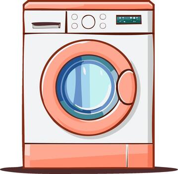 Modern Front Load Washing Machine with Circular Door and Digital Display vector