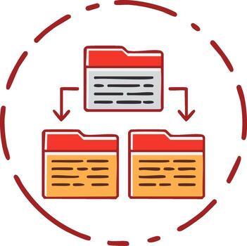 Data management and file organization icon with folder hierarchy diagram vector