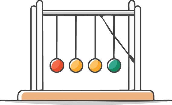 Newton's Cradle Balls in Motion Demonstrating Physics Principles vector