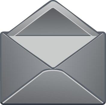 Open gray mail envelope symbol for communication and message delivery icon vector