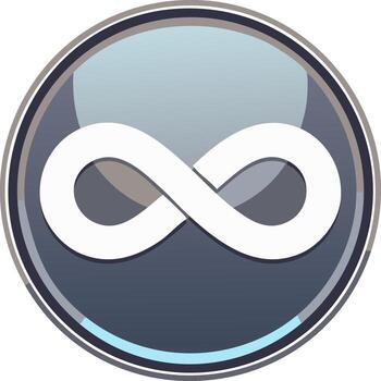 Modern Infinity Symbol Inside a Circular Glossy Badge with Subtle Gradients vector