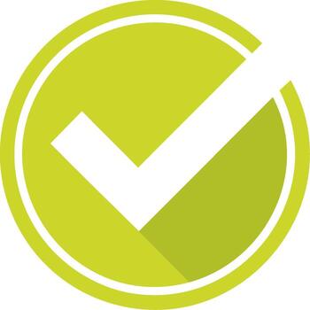 Check mark icon inside a green circle, success and approval symbol vector