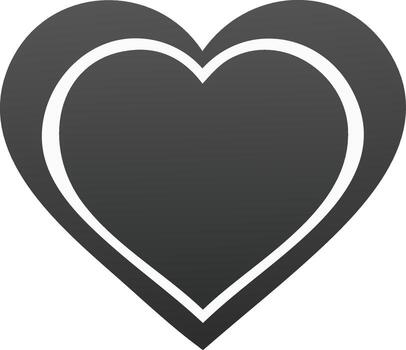 Graphic symbol of a dark gray heart shape with a lighter gray outline vector