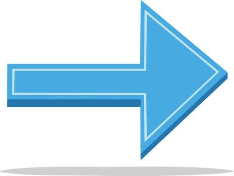 brillante azul flecha señalando Derecha con moderno plano diseño y sutil sombra indicando Progreso o dirección vector