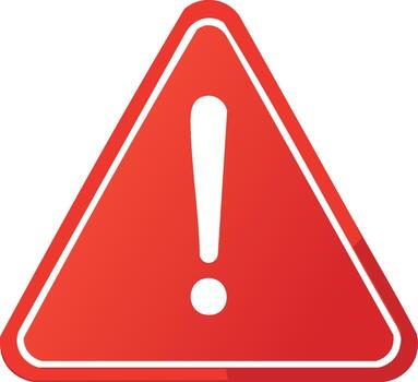 Red warning triangle with an exclamation mark for danger or caution vector