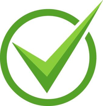 Green Check Mark in Circle, Confirming, Symbol, Approved, Verified Graphic Element vector
