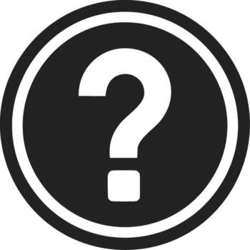 Simple black and white question mark icon inside a circle representing query vector
