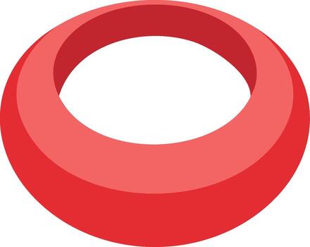 Vibrant red isometric toroidal ring shape modern abstract geometric design element icon vector
