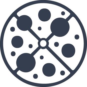 minimalista ilustración de un segmentario circulo conteniendo varios puntos formando un resumen datos o tecnología red vector