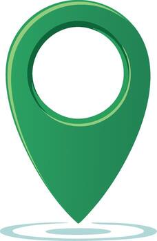 Green navigation pin icon on white background indicating location vector