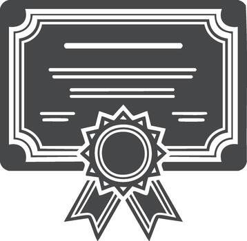 Award certificate icon with star seal and ribbon for achievement and recognition vector