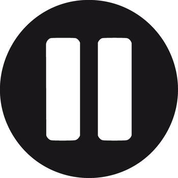 sencillo negro pausa botón icono con dos vertical barras dentro un sólido circulo vector