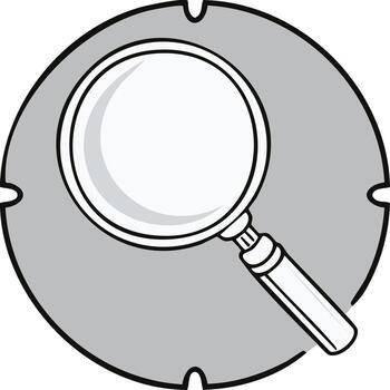 Magnifying Glass Searching Inside a Circle Icon for Investigation and Discovery vector