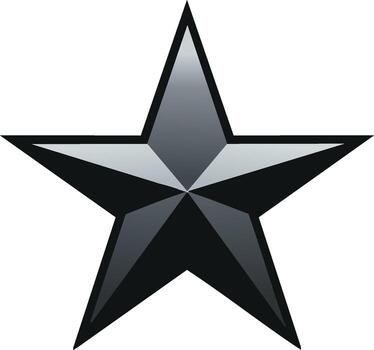 Dynamic black and gray star symbol with a shimmering metallic effect vector
