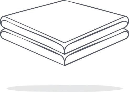Minimalist line art icon of two neatly folded towels or clothes stacked. vector