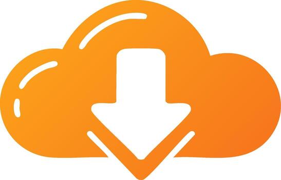 naranja nube icono con blanco descargar flecha, representando datos transferir y nube informática. vector