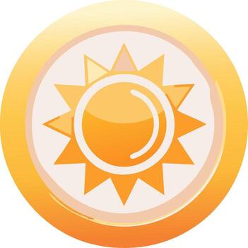 Glossy Orange Sun Icon with Rays and Gradient Border vector