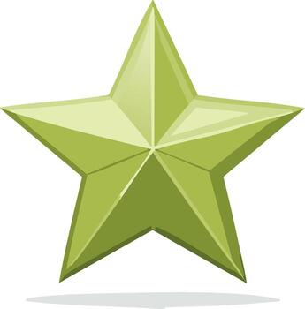 Shiny Green Five Pointed Star with Subtle Shadow vector