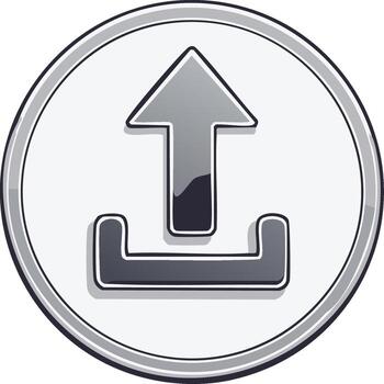 Digital upload button icon for web application and cloud storage interface vector