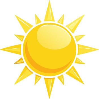 Bright Yellow Sun Icon with Sharp Rays Shining vector
