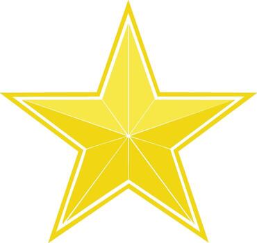 Vibrant yellow five pointed star with shining gradient and white border graphic element vector