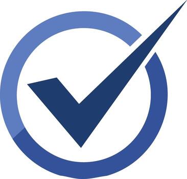 Blue check mark inside a circle. Approved, correct, right concept. vector