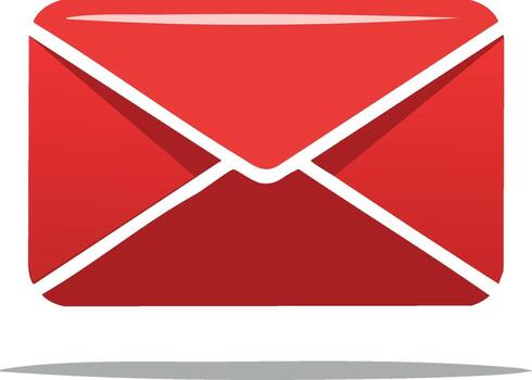 Bright Red Envelope Icon with Shadow Modern Communication and Mail Symbol vector