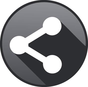 compartir símbolo en un oscuro gris circulo con largo sombra, gráfico elemento. vector