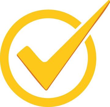 Yellow Check Mark Symbol Inside a Circle vector