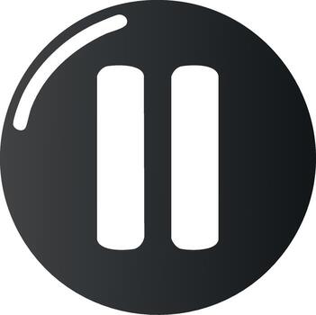 Pause icon in a glossy dark circle, multimedia interface, stop, wait, control concept vector