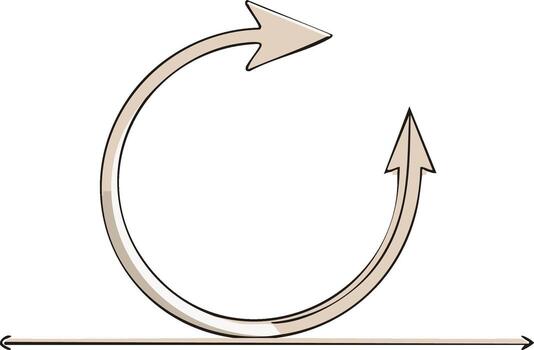 Illustration of a looping arrow with a horizontal line, concept of cycle vector