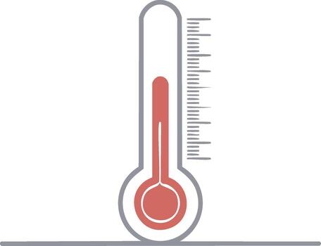 Simple Red Thermometer Graphic Showing Temperature Measurement With Scale Marks vector