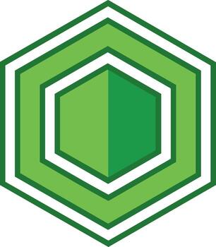 Abstract geometric green hexagon symbol with layered design and gradients vector