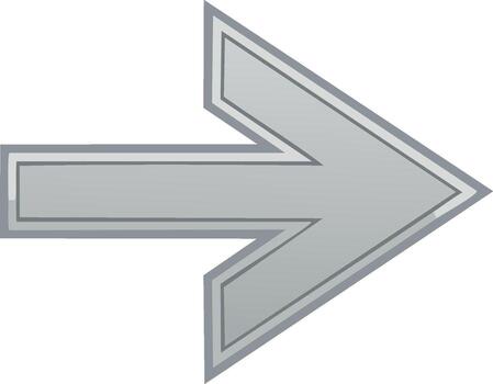 Modern gray right arrow symbol representing direction navigation progress and forward movement vector