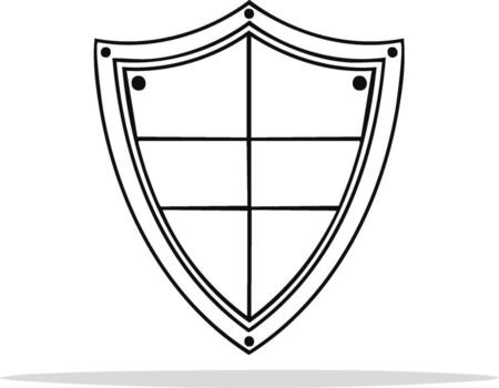 Shield emblem graphic design with simple outline shape illustration for protection and security concepts vector