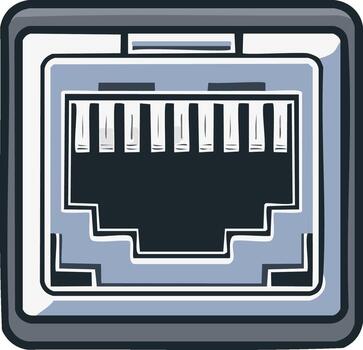 Stylized computer Ethernet port jack for network internet connection symbol vector