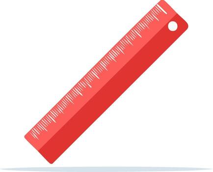 rojo regla con medición marcas en un limpiar blanco antecedentes creando un sencillo gráfico elemento vector