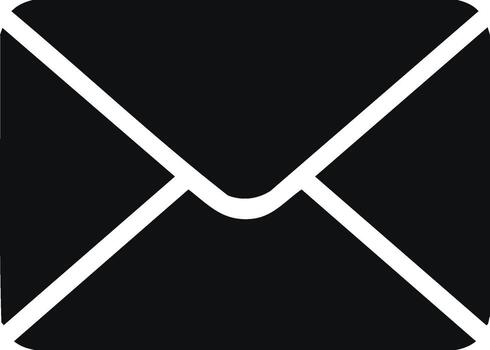 Modern minimalist black envelope symbol for digital mail, online communication, and message delivery. vector